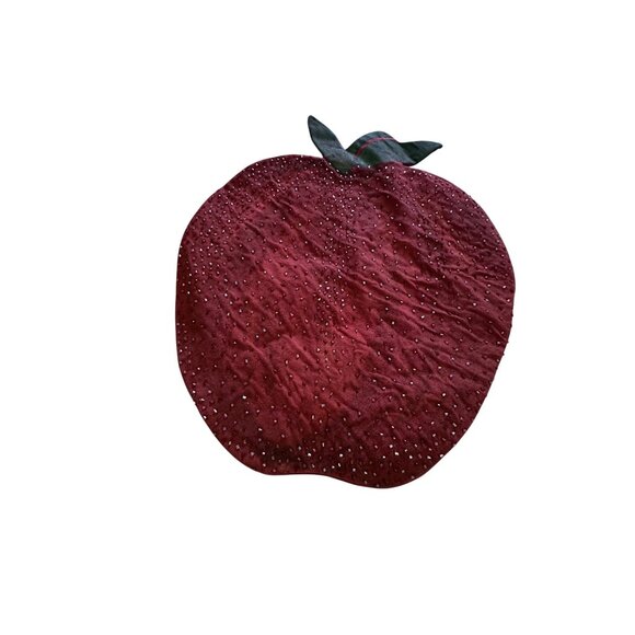 4 VTG Beaded Fruit themed Quilted Placemats Pear Apple Orange Plum table top htf - Picture 4 of 13